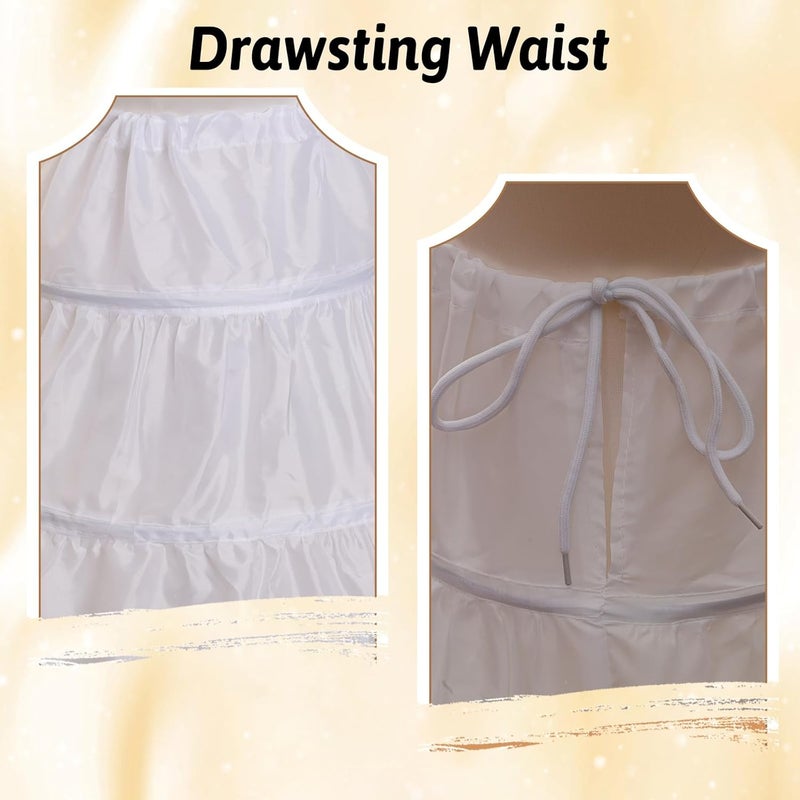 Gvhntk Girls Petticoat Underskirt with 3 Hoops Full Slip Skirt Petticoats for Crinoline Ball Gown - Image 4